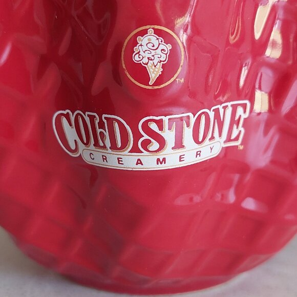 Set of 2 Cold Stone Creamery Red Ceramic Waffle Ice Cream Bowls - Picture 10 of 12
